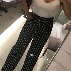 Black and white striped jumpsuit